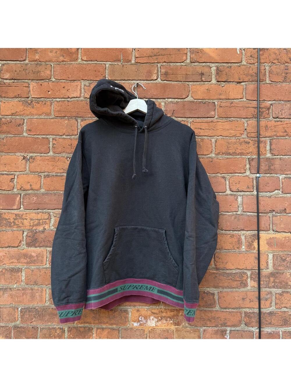 supreme striped rib hoodie M